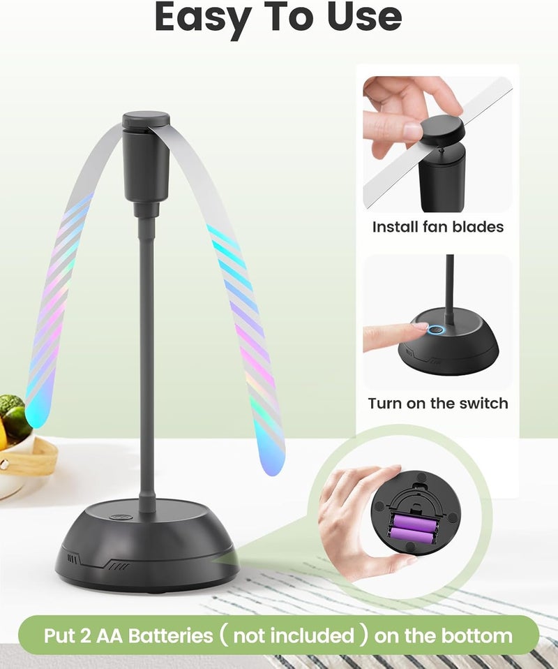 Edvision 4Pack Food Fan for Table, AA Battery Powered, Portable Fan with Flexible Gooseneck and Soft Blades, Soundless Table Fan for BBQ, Picnic, Party, Patio (Non-rechargeable,Black) - Image 2